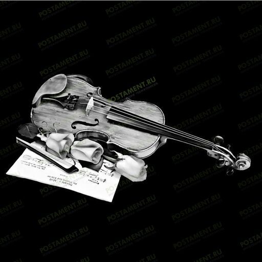 Скрипка на памятнике из гранита