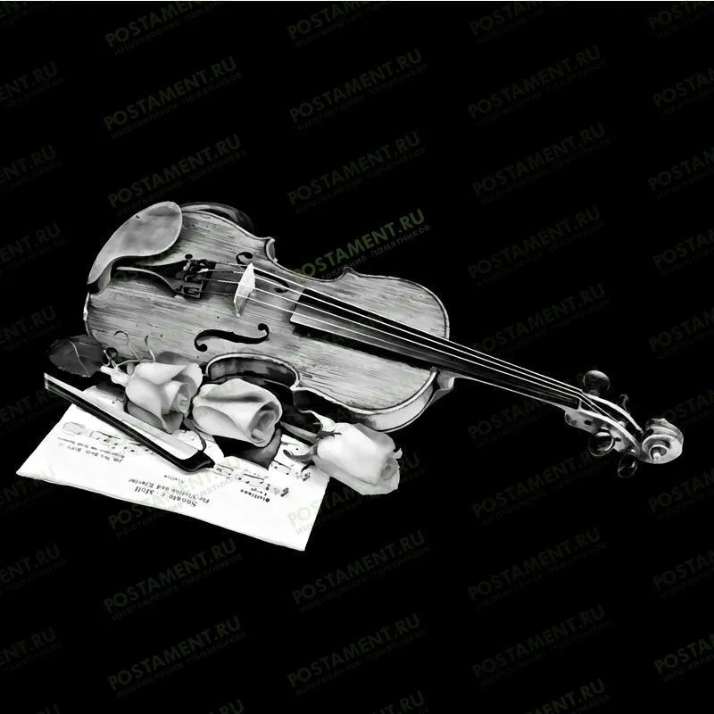 Скрипка на памятнике из гранита