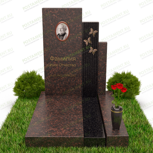 Гранитный комплекс с бронзовыми бабочками 18879