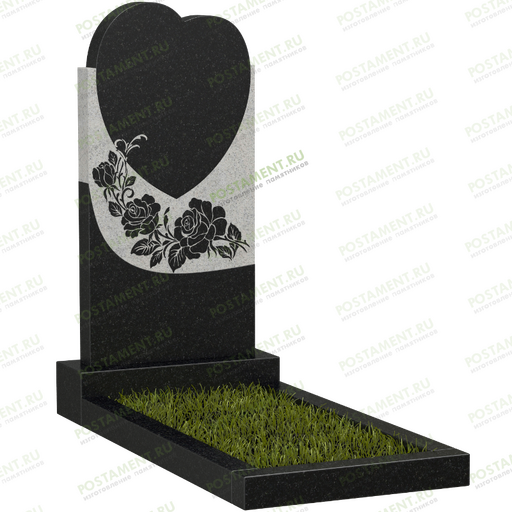 Памятник сердце с цветами гравировка