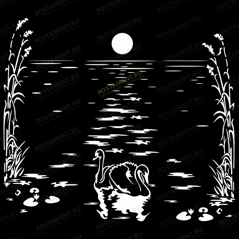 ночной пейзаж на памятник гравировка 91162